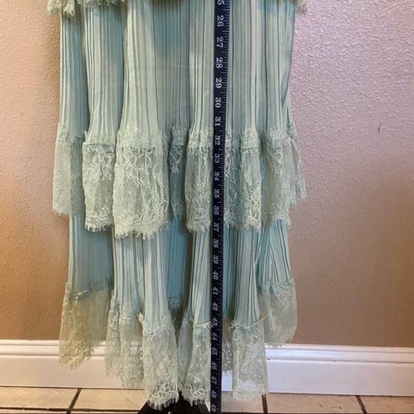 NWOT Lulus Came For Cocktails Sage Green Pleated Tiered Lace Maxi Dress - Picture 16 of 17